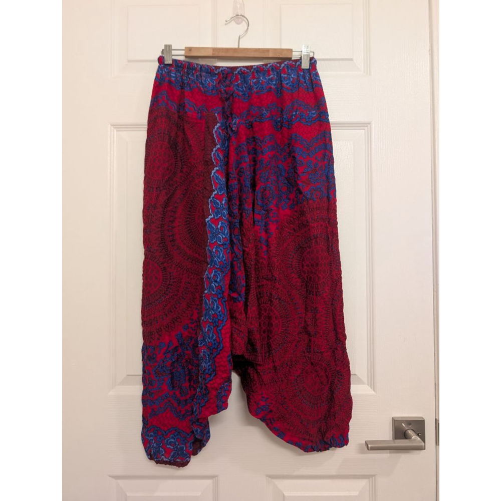 Boho Magenta & Royal Blue Mandala Print Harem Pants | Drop Crotch Yoga Pants OS - Picture 2 of 5